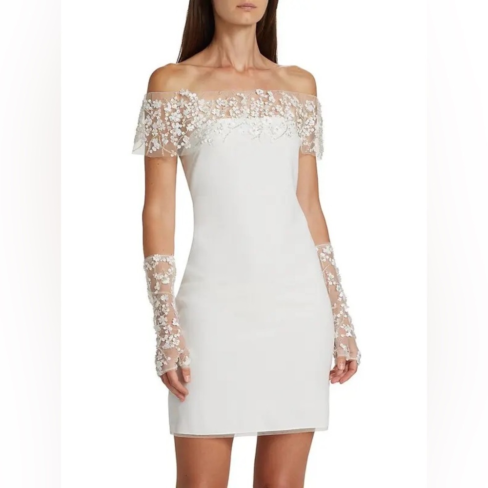 NWT Zwillinger’s x Saks “Ginny” Crepe Mini Bridal Dress Limited Collab AS IS
